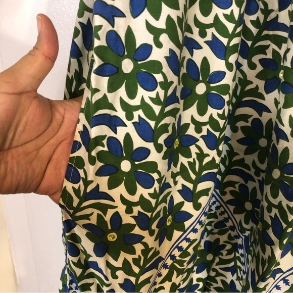 Go Softly Green Blue Floral Beaded Patio Dress Muumuu | Small/Medium - Picture 7 of 11